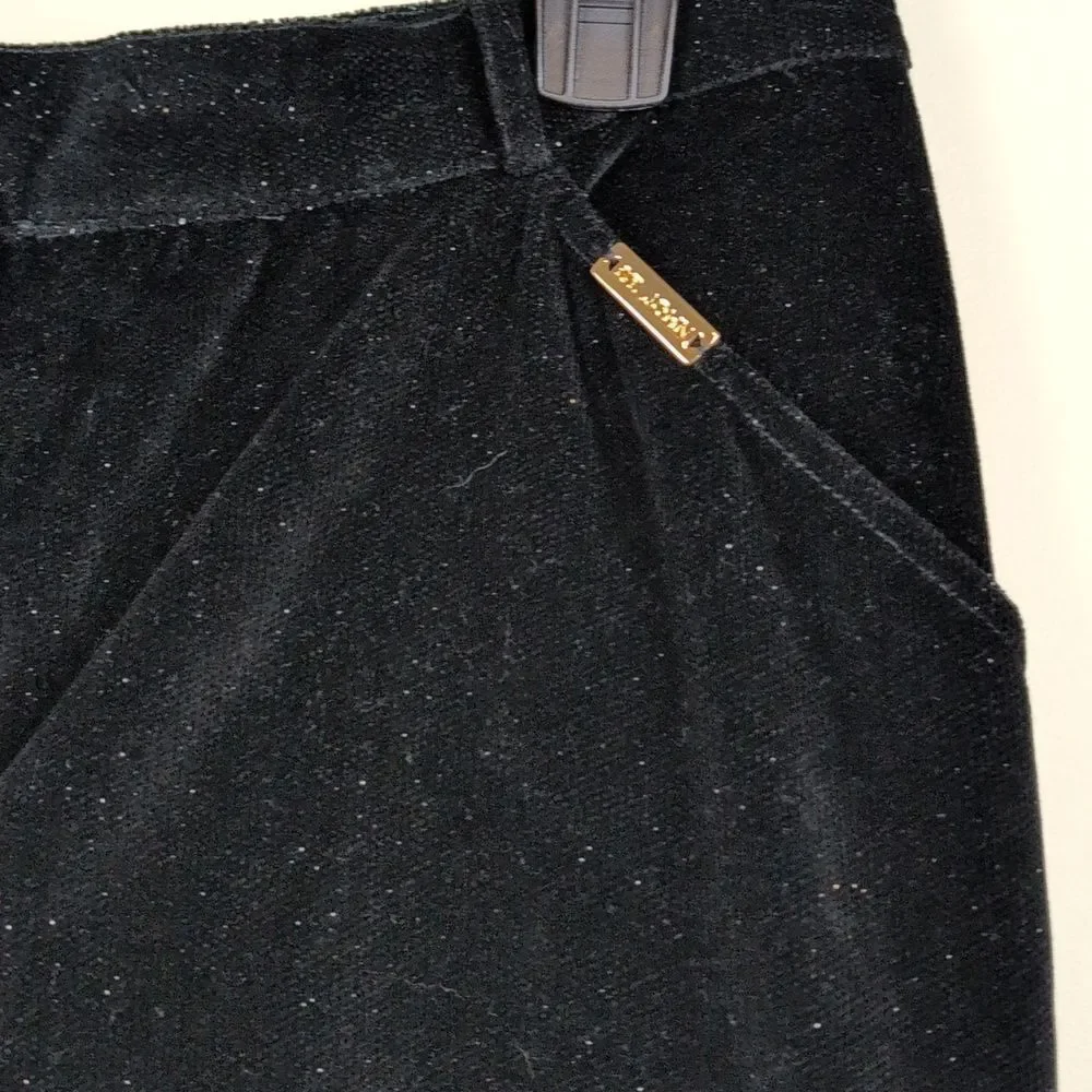 Elegant St John Sport by Marie Gray Black Velvet Metallic Sparkle Trouser Pants